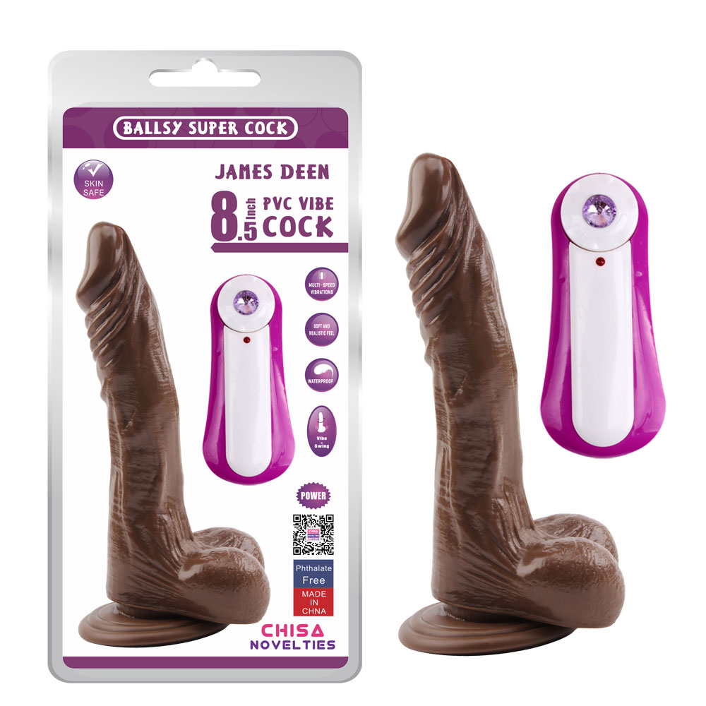 JAMES DEEN 8.5 Vibrirajoči dildo-rjavi