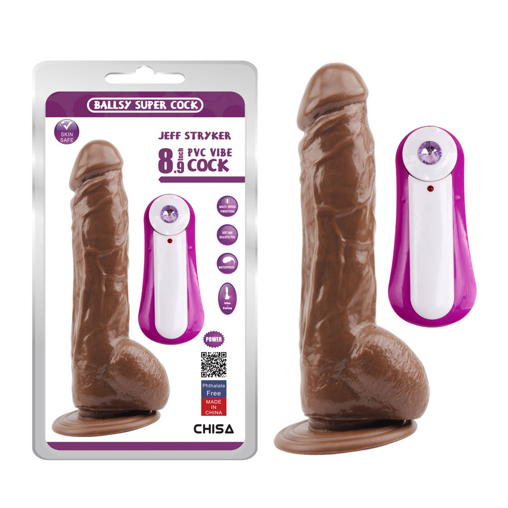 JEFF STRYKER 8.9 Vibrirajoči dildo-rjavi